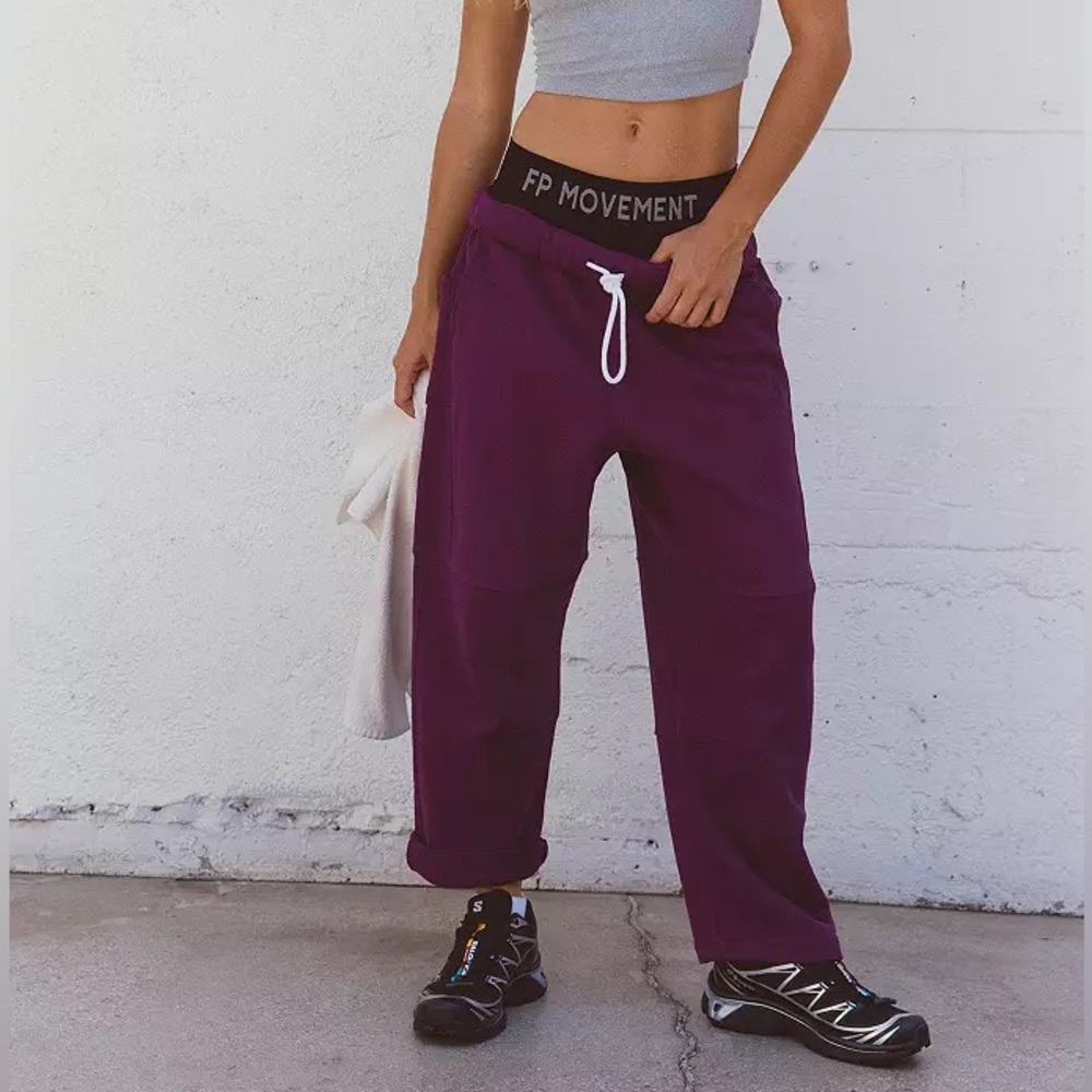 NWT FP Movement Top Score Barrel Pants | Deep Mulberry | Size M